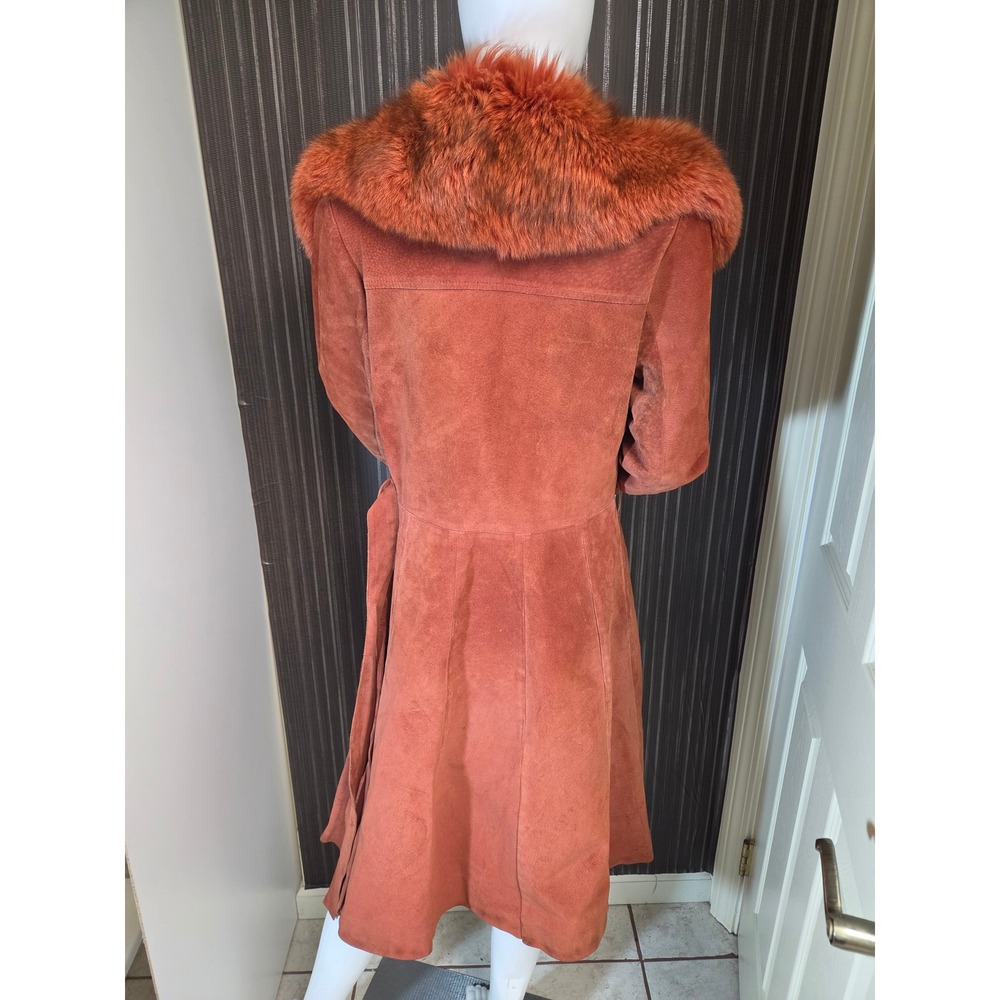 Jean Pecarel Paris 1970 penny lane Vintage Suede real fur Orange rust small - Picture 16 of 16